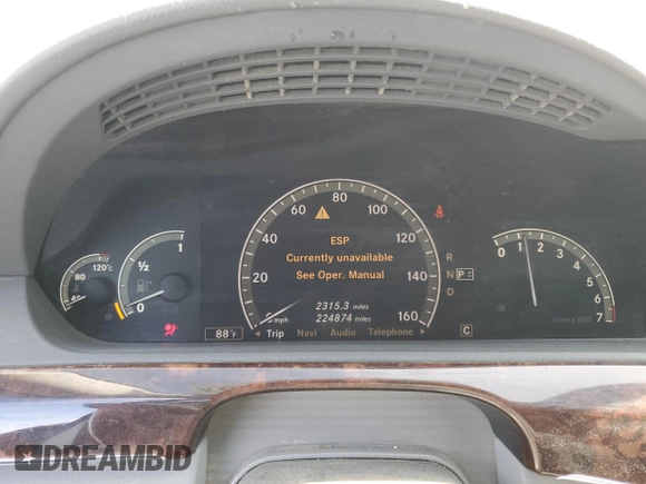 2007 Mercedes-Benz S 550 z VIN WDDNG71X27A108362, wystawiony jako Copart lot #58096325 z przebiegiem 224 874 mil mil oraz Szkoda całkowita • Salvage title. Historia ofert i sprzedaży dostępna na DreamBid. Obrazek 9.