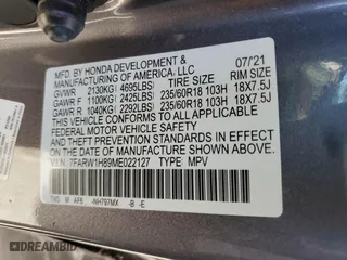 2021 Honda CR-V EX-L with VIN 7FARW1H89ME022127, listed as a Copart auction lot 46645595 with 25,001 mi miles and Salvage Title. Bid and sale history available at carsss.com. Image 15.