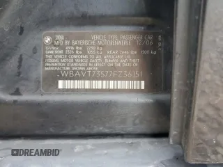 2007 BMW 3 Series 328xi z VIN WBAVT73577FZ36151, wystawiony jako Copart lot #86855984 z przebiegiem Nie podano mil oraz Szkoda całkowita • Salvage title. Historia ofert i sprzedaży dostępna na DreamBid. Obrazek 14.