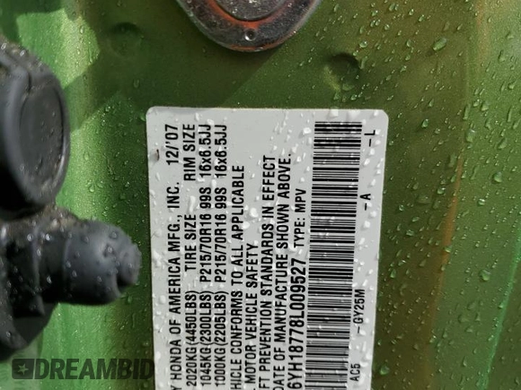 2008 Honda Element EX with VIN 5J6YH18778L009527, listed as a Copart auction lot 51189215 with 85,958 mi miles and Salvage Title. Bid and sale history available at DreamBid. Image 13.
