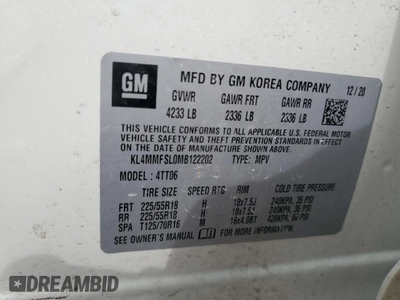 2021 Buick Encore GX Essence z VIN KL4MMFSL0MB122202, wystawiony jako Copart lot #48409225 z przebiegiem 84 972 mil mil oraz Szkoda całkowita • Salvage title. Historia ofert i sprzedaży dostępna na DreamBid. Obrazek 13.