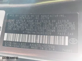 2019 Toyota Camry XSE with VIN 4T1B61HK7KU803026, listed as a IAAI auction lot 39413412 with 29,414 mi miles. Bid and sale history available at carsss.com. Image 9.