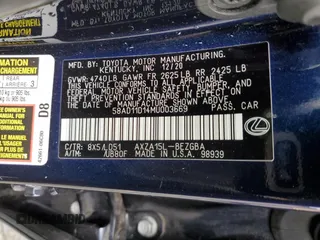 2021 Lexus ES 250 with VIN 58AD11D14MU003669, listed as a Copart auction lot 50762165 with 25,117 mi miles and Salvage title. Bid and sale history available at DreamBid. Image 12.