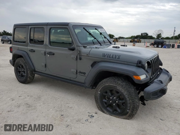 2021 Jeep Wrangler Unlimited Sport S with VIN 1C4HJXDG8MW576406, listed as a Copart auction lot 56369535 with 58,355 mi miles and Salvage title. Bid and sale history available at DreamBid. Image 4.
