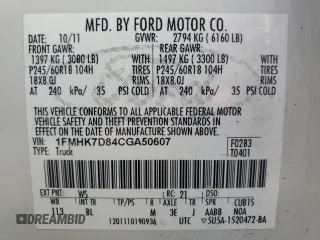 2012 Ford Explorer XLT z VIN 1FMHK7D84CGA50607, wystawiony jako Copart lot #54455775 z przebiegiem 157 653 mil mil oraz Szkoda całkowita • Salvage title. Historia ofert i sprzedaży dostępna na DreamBid. Obrazek 13.