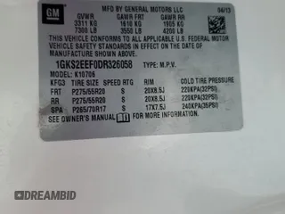 2013 GMC Yukon Denali with VIN 1GKS2EEF0DR326058, listed as a Copart auction lot 50707535 with 156,764 mi miles and Salvage Title. Bid and sale history available at carsss.com. Image 14.