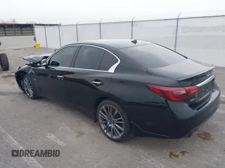2018 Infiniti Q50 Red Sport 400 with VIN JN1FV7ARXJM480160, listed as a IAAI auction lot 41994848 with 71,346 mi miles and . Bid and sale history available at DreamBid. Image 3.