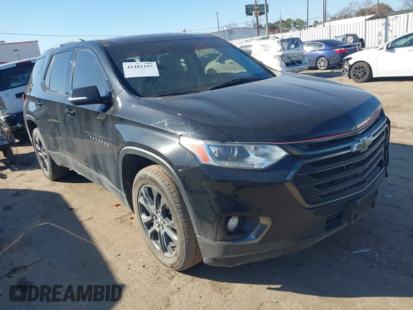2018 Chevrolet Traverse RS with VIN 1GNERJKX3JJ145158, listed as a IAAI auction lot 41481197 with 158,695 mi miles. Bid and sale history available at carsss.com. Image 1.