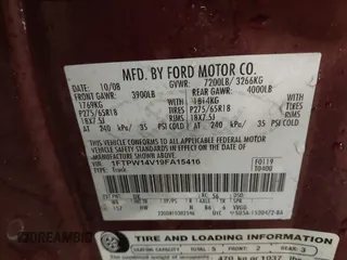 2009 Ford F-150 XL with VIN 1FTPW14V19FA15416, listed as a IAAI auction lot 41203618 with 135,758 mi miles. Bid and sale history available at carsss.com. Image 9.