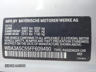 2015 BMW 3 Series 328i with VIN WBA3A5C55FF609490, listed as a IAAI auction lot 42006008 with 110,239 mi miles. Bid and sale history available at carsss.com. Image 9.