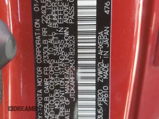 2021 Toyota Prius LE z VIN JTDKAMFP2M3182323, wystawiony jako Copart lot #54396715 z przebiegiem 68 525 mil mil oraz Szkoda całkowita • Salvage title. Historia ofert i sprzedaży dostępna na DreamBid. Obrazek 13.