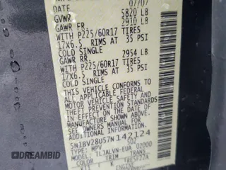 2007 Nissan Quest with VIN 5N1BV28U57N142124, listed as a Copart auction lot 42053595 with 192,824 mi miles and Salvage Title. Bid and sale history available at carsss.com. Image 13.