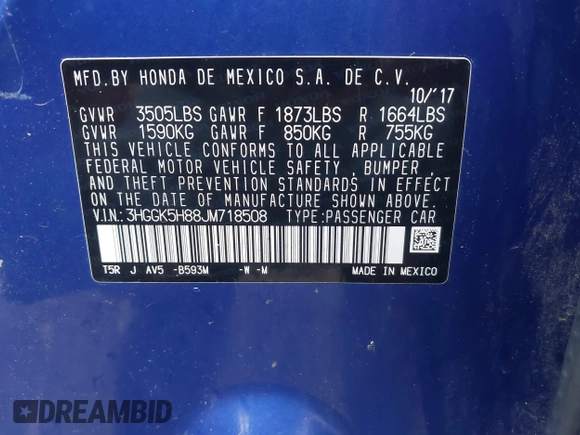 2018 Honda Fit EX with VIN 3HGGK5H88JM718508, listed as a IAAI auction lot 42181101 with 116,446 mi miles and . Bid and sale history available at DreamBid. Image 9.