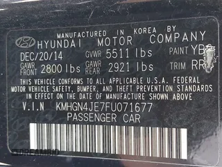 2015 Hyundai Genesis 3.8L with VIN KMHGN4JE7FU071677, listed as a IAAI auction lot 42068198 with 144,271 mi miles. Bid and sale history available at carsss.com. Image 9.