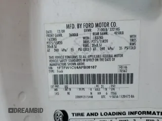 2010 Ford F-150 XL with VIN 1FTFW1CV4AFB08187, listed as a Copart auction lot 44710245 with 179,180 mi miles and Salvage Title. Bid and sale history available at DreamBid. Image 12.