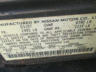 2007 Nissan Maxima SE z VIN 1N4BA41E97C855124, wystawiony jako IAAI lot #42333154 z przebiegiem Nie podano mil oraz . Historia ofert i sprzedaży dostępna na DreamBid. Obrazek 9.