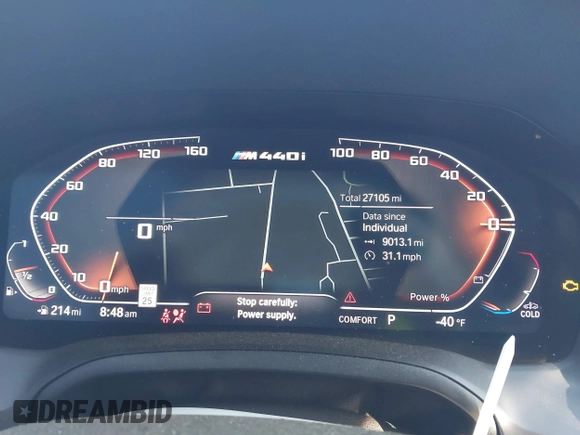 2023 BMW 4 Series M440i with VIN WBA53AT09PCL49954, listed as a IAAI auction lot 41478951 with 27,105 mi miles and . Bid and sale history available at DreamBid. Image 7.