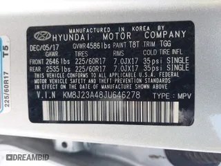 2018 Hyundai Tucson SE with VIN KM8J23A48JU646278, listed as a IAAI auction lot 41941577 with 115,228 mi miles. Bid and sale history available at carsss.com. Image 9.