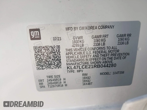 2024 Buick Envista Avenir with VIN KL47LCE21RB044280, listed as a IAAI auction lot 40437497 with Not Provided miles and . Bid and sale history available at DreamBid. Image 9.