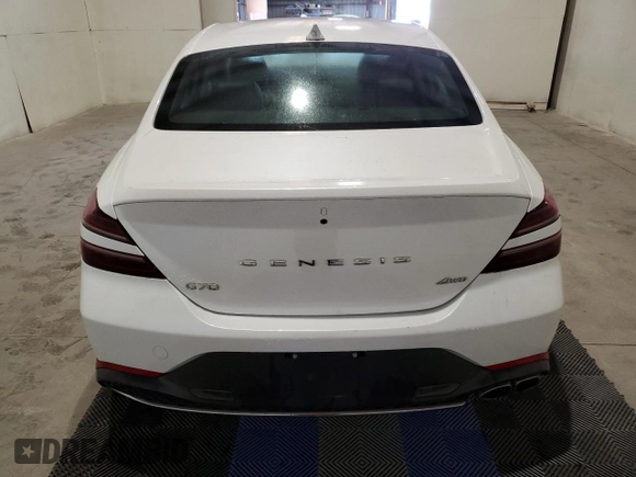 2023 Genesis G70 2.0T with VIN KMTG34TA2PU127340, listed as a Copart auction lot 75685363 with 8,201 mi miles and Non Repairable. Bid and sale history available at DreamBid. Image 6.