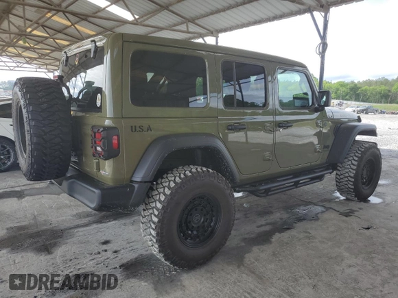 2025 Jeep Wrangler Sport S with VIN 1C4PJXDG7SW536309, listed as a Copart auction lot 53847575 with 1,476 mi miles and Salvage title. Bid and sale history available at DreamBid. Image 3.
