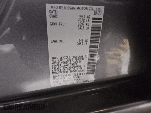 2024 Nissan Altima 2.5 S with VIN 1N4BL4BV9RN333934, listed as a Copart auction lot 52972295 with 31,327 mi miles and Clean Title. Bid and sale history available at carsss.com. Image 13.