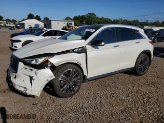 2022 Infiniti QX50 LUXE with VIN 3PCAJ5BB3NF107145, listed as a Copart auction lot 70091034 with 35,513 mi miles and Salvage Title. Bid and sale history available at carsss.com. Image 1.