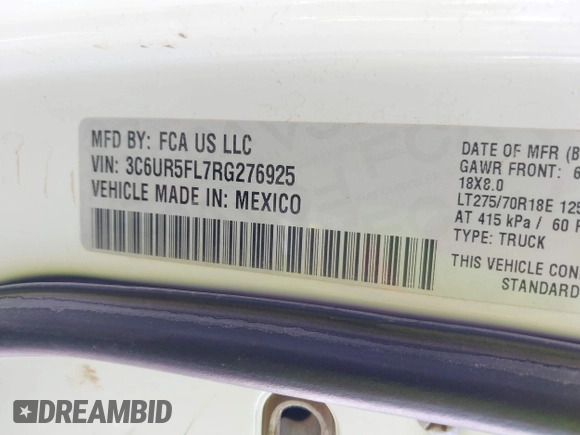 2024 Ram 2500 Laramie z VIN 3C6UR5FL7RG276925, wystawiony jako IAAI lot #41983387 z przebiegiem 29 458 mil mil oraz . Historia ofert i sprzedaży dostępna na DreamBid. Obrazek 9.