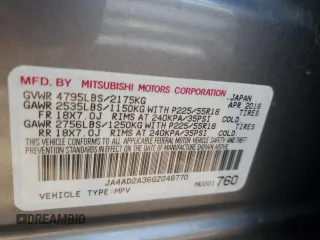 2016 Mitsubishi Outlander ES z VIN JA4AD2A36GZ046770, wystawiony jako Copart lot #59895765 z przebiegiem 121 974 mil mil oraz Czysty tytuł • Clean title. Historia ofert i sprzedaży dostępna na DreamBid. Obrazek 12.