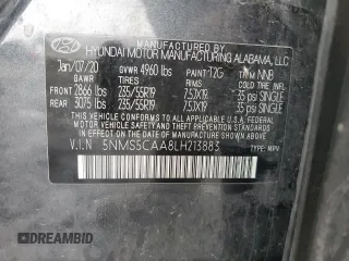 2020 Hyundai Santa Fe Limited with VIN 5NMS5CAA8LH213883, listed as a Copart auction lot 88423355 with 55,410 mi miles and Salvage Title. Bid and sale history available at carsss.com. Image 15.