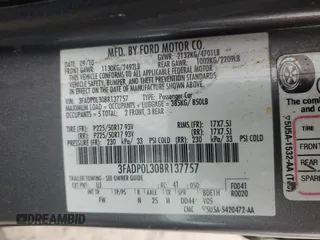 2011 Ford Fusion Hybrid with VIN 3FADP0L30BR137757, listed as a Copart auction lot 51634345 with 186,020 mi miles and Clean Title. Bid and sale history available at carsss.com. Image 13.