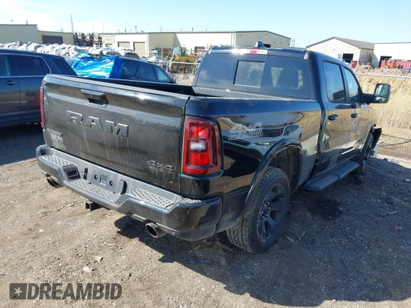 2025 Ram 1500 with VIN 1C6SRFMP2SN658960, listed as a IAAI auction lot 41838862 with 882 mi miles and . Bid and sale history available at DreamBid. Image 4.