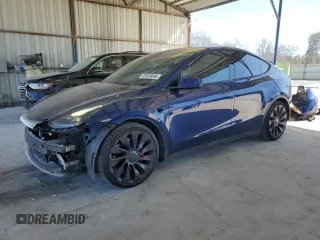 2021 Tesla Model Y Performance with VIN 5YJYGDEF4MF209428, listed as a Copart auction lot 45929045 with 93,588 mi miles and Salvage Title. Bid and sale history available at DreamBid. Image 1.