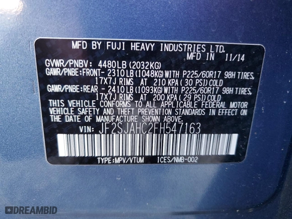 2015 Subaru Forester 2.5i Limited with VIN JF2SJAHC2FH547163, listed as a Copart auction lot 76370594 with 171,938 mi miles and Salvage Title. Bid and sale history available at carsss.com. Image 14.
