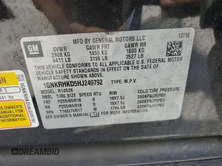 2017 Chevrolet Traverse LT with VIN 1GNKRHKD5HJ249792, listed as a Copart auction lot 50385675 with 110,525 mi miles and Salvage Title. Bid and sale history available at DreamBid. Image 15.