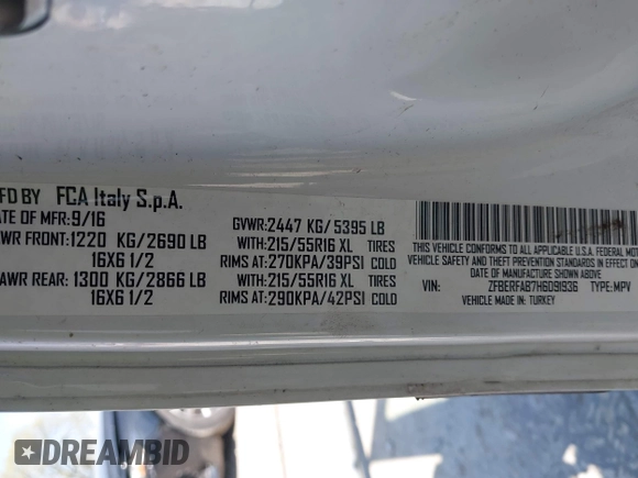 2017 Ram ProMaster City Cargo Tradesman с VIN ZFBERFAB7H6D91936, выставлен на аукционе IAAI как лот 42222835 с пробегом 218 060 миль миль и . История ставок и продаж доступна на DreamBid. Изображение 9.