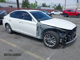2020 Infiniti Q50 Luxe with VIN JN1EV7AP0LM203773, listed as a IAAI auction lot 42028051 with 46,389 mi miles and . Bid and sale history available at DreamBid. Image 1.