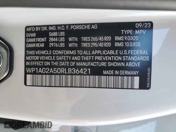 2024 Porsche Macan S с VIN WP1AG2A50RLB36421, выставлен на аукционе Copart как лот 49879565 с пробегом 9 523 миль миль и Списание • Salvage title. История ставок и продаж доступна на DreamBid. Изображение 16.
