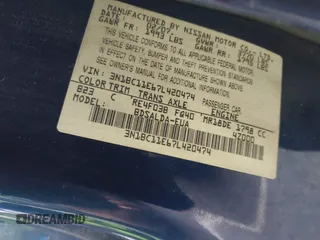 2007 Nissan Versa 1.8 SL with VIN 3N1BC11E67L420474, listed as a IAAI auction lot 41887735 with 199,094 mi miles. Bid and sale history available at carsss.com. Image 9.
