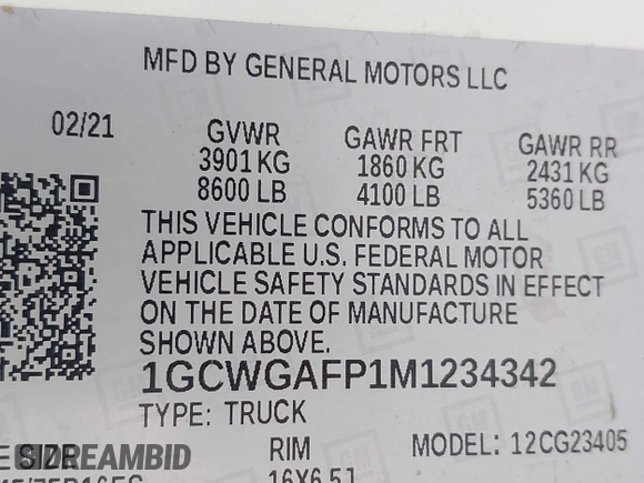 2021 Chevrolet Express Cargo with VIN 1GCWGAFP1M1234342, listed as a IAAI auction lot 42112125 with 118,410 mi miles and . Bid and sale history available at DreamBid. Image 9.