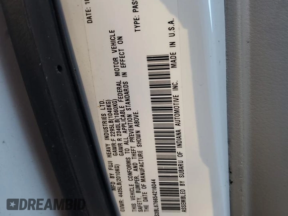 2005 Subaru Legacy GT Limited с VIN 4S3BL676654216044, выставлен на аукционе Copart как лот 83878784 с пробегом 163 073 миль миль и Списание • Salvage title. История ставок и продаж доступна на DreamBid. Изображение 12.