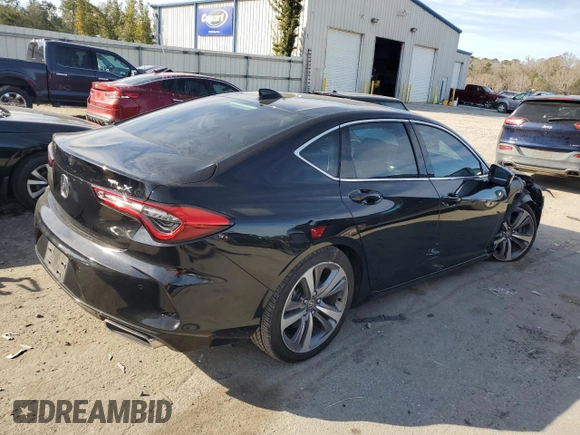 2021 Acura TLX w/Advance Package with VIN 19UUB5F60MA000571, listed as a Copart auction lot 88580765 with 75,572 mi miles and Salvage Title. Bid and sale history available at carsss.com. Image 3.