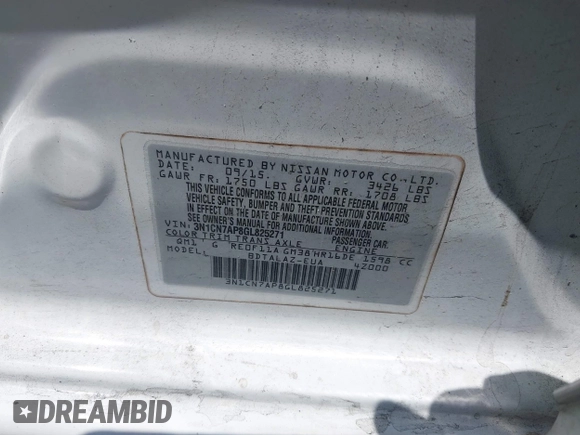 2016 Nissan Versa S Plus with VIN 3N1CN7AP8GL825271, listed as a IAAI auction lot 42092710 with 145,549 mi miles and . Bid and sale history available at DreamBid. Image 9.