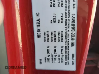 2018 Tesla Model 3 Long Range Battery with VIN 5YJ3E1EA6JF061510, listed as a Copart auction lot 55839225 with 134,570 mi miles and Salvage Title. Bid and sale history available at DreamBid. Image 12.