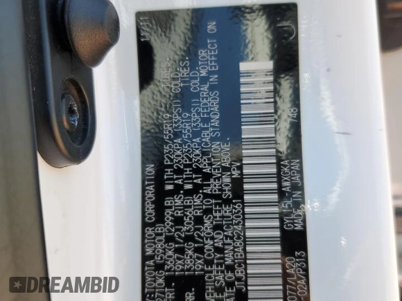 2012 Lexus RX 450h with VIN JTJBC1BA8C2430361, listed as a Copart auction lot 57565095 with 261,038 mi miles and Salvage title. Bid and sale history available at DreamBid. Image 13.