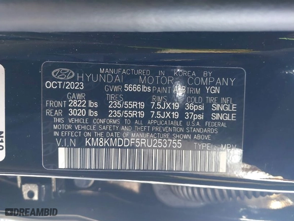 2024 Hyundai IONIQ 5 SE with VIN KM8KMDDF5RU253755, listed as a IAAI auction lot 41356002 with NaN miles. Bid and sale history available at carsss.com. Image 9.