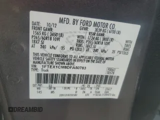 2013 Ford F-150 XL with VIN 1FTEX1CM8DFA50783, listed as a Copart auction lot 52878515 with 118,253 mi miles and Salvage Title. Bid and sale history available at carsss.com. Image 12.