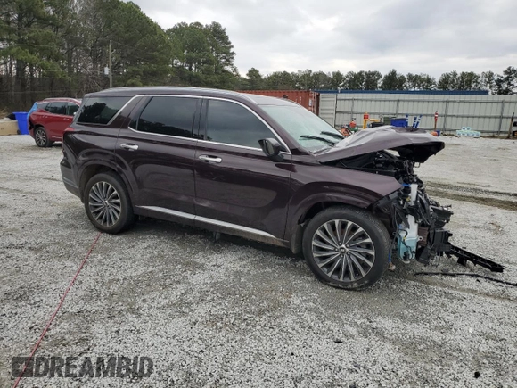 2024 Hyundai Palisade Calligraphy z VIN KM8R7DGE7RU654586, wystawiony jako Copart lot #43860665 z przebiegiem 12 812 mil mil oraz Szkoda całkowita • Salvage title. Historia ofert i sprzedaży dostępna na DreamBid. Obrazek 4.