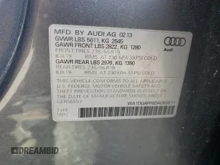 2013 Audi Q5 Premium Plus with VIN WA1DGAFP6DA065811, listed as a Copart auction lot 58220775 with 124,898 mi miles and Clean title. Bid and sale history available at DreamBid. Image 13.
