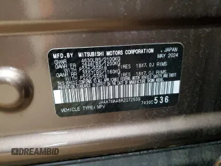 2024 Mitsubishi Eclipse Cross SE z VIN JA4ATWAA8RZ072539, wystawiony jako Copart lot #54919085 z przebiegiem 13 788 mil mil oraz Szkoda całkowita • Salvage title. Historia ofert i sprzedaży dostępna na DreamBid. Obrazek 13.